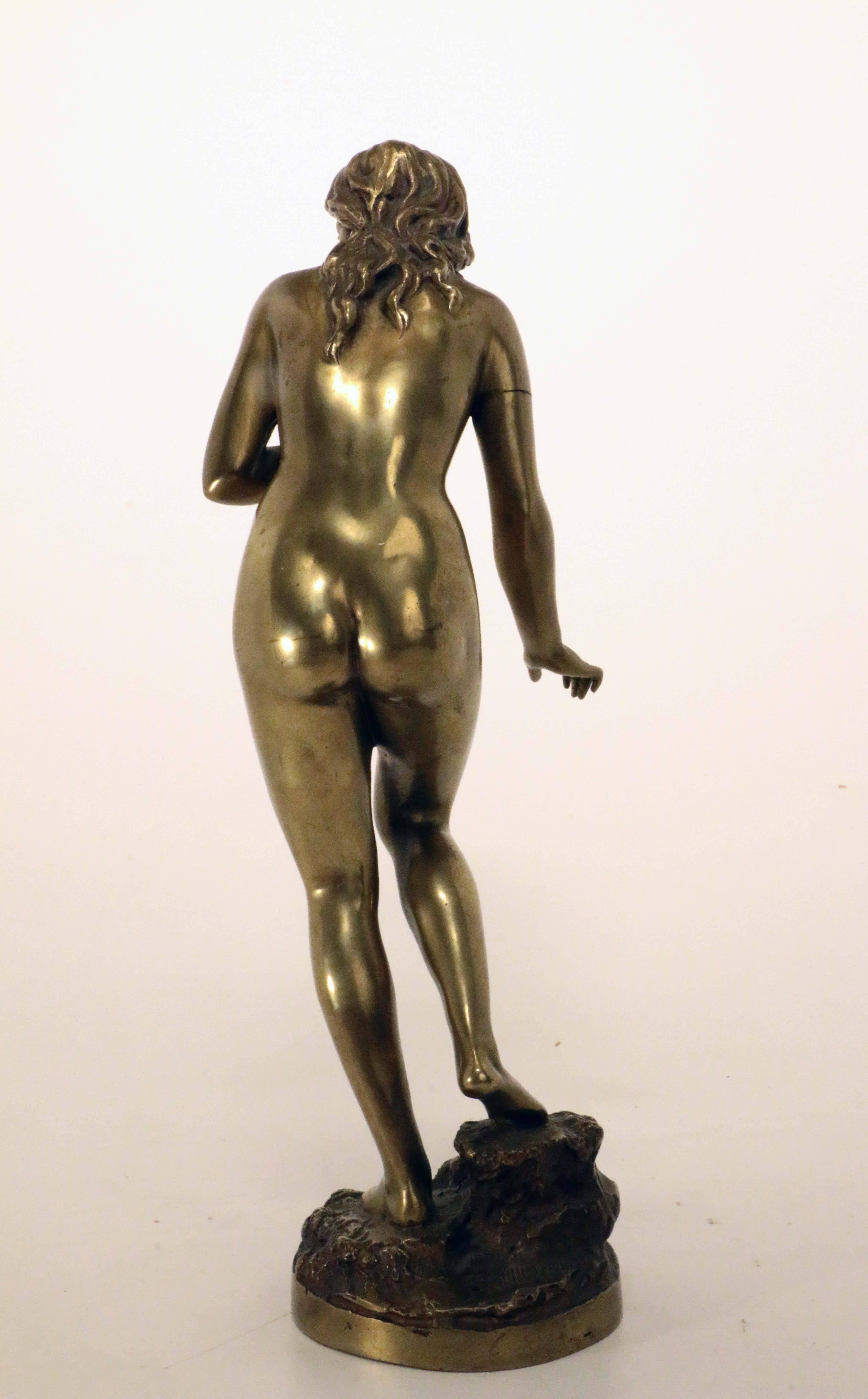 20th Century Standing Female Nude Bather, Bronze Signed Fullborn For Sale