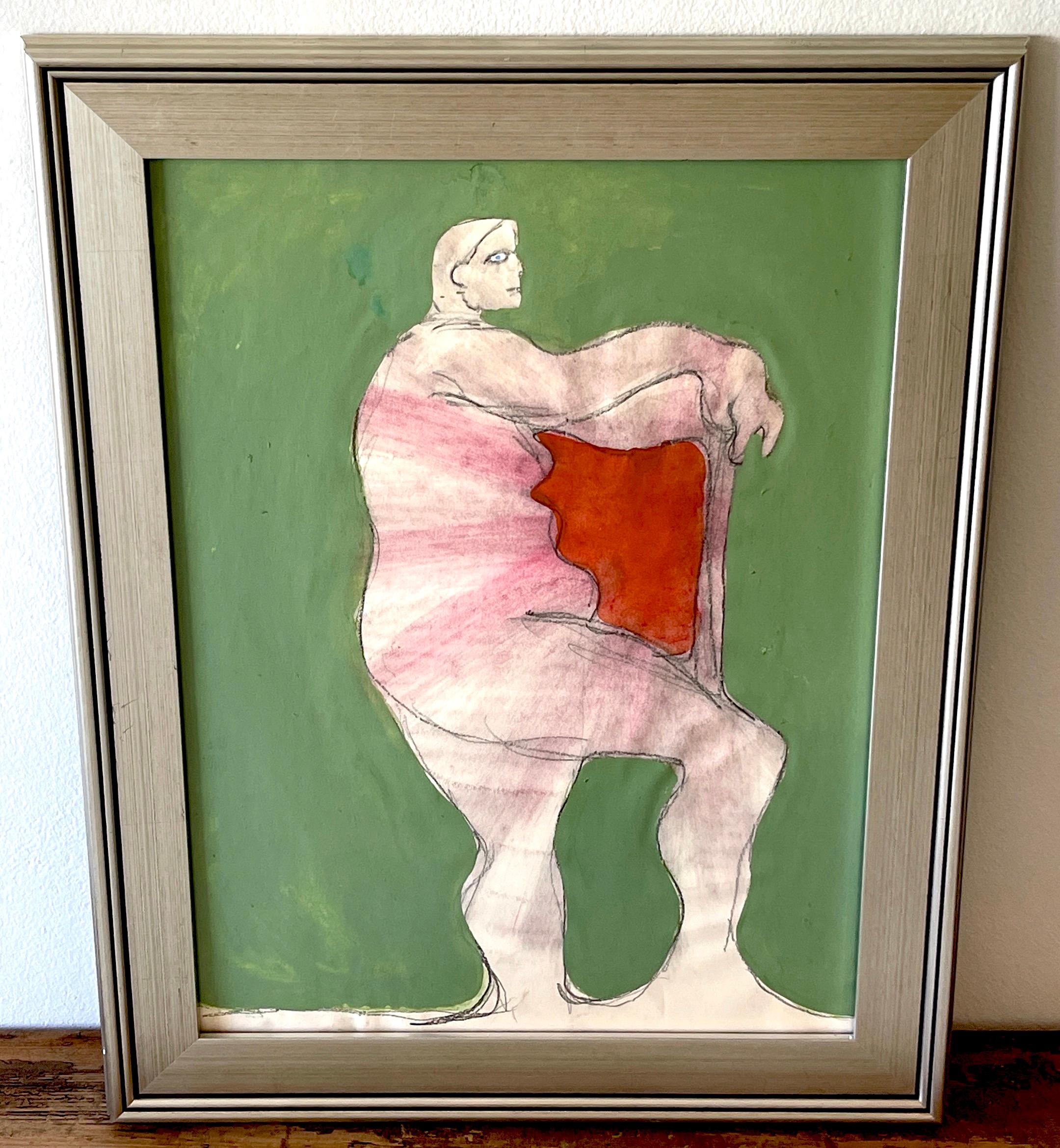 'Standing Figure' Oil/Mixed Media on Paper, 1960s by Douglas D. Peden 
USA, 1933-2015, Listed Modern Painter, Mathematician & Scholar
Oil/Mixed Media on Paper 
Signed in Pencil on Back 'Douglas Peden' 
This work measures 18-Inches x 24-Inches