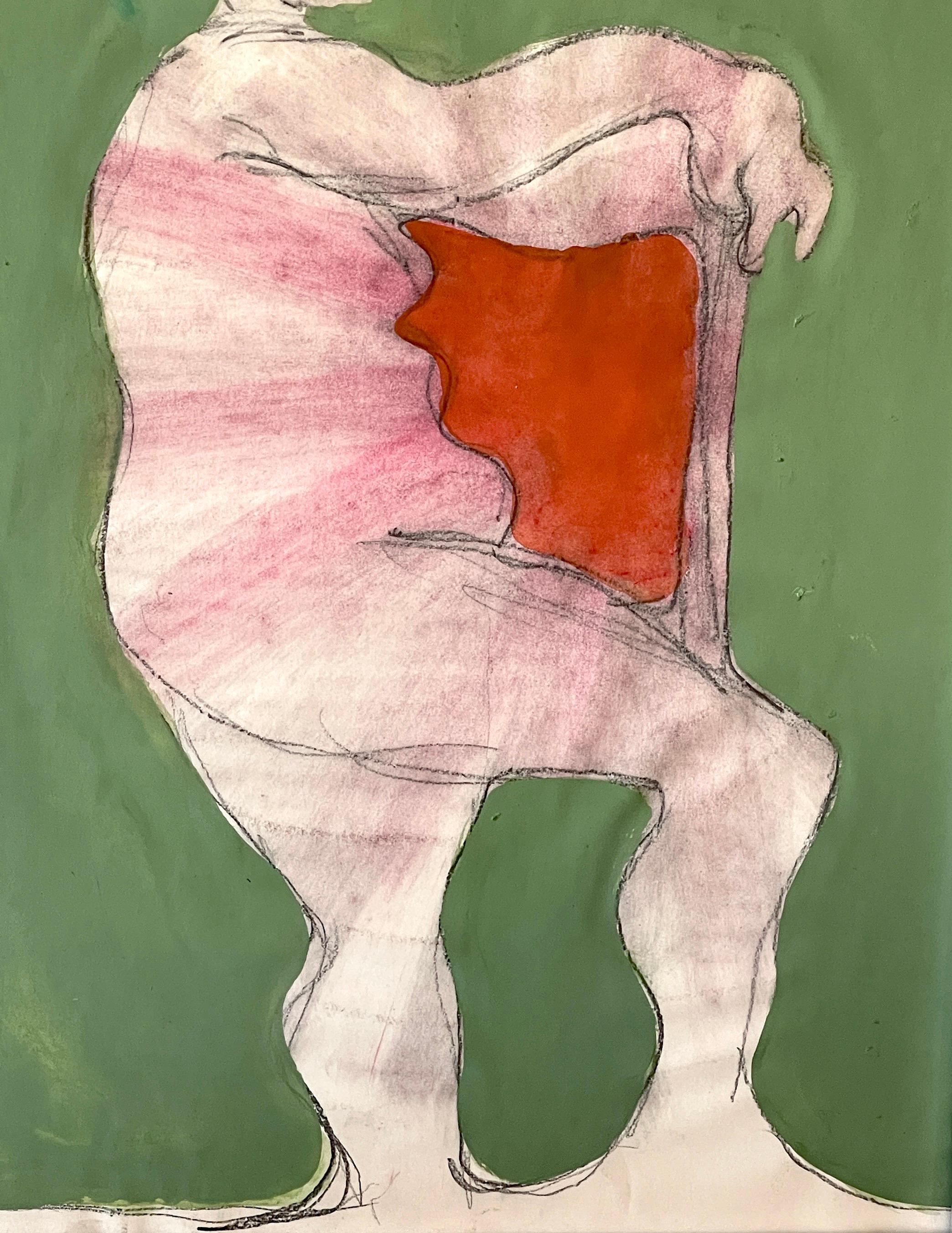 Silvered 'Standing Figure' Oil/Mixed Media on Paper, 1960s by Douglas D. Peden For Sale