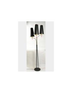 Standing Floor Lamp from the 1960s in Metal Paint and Brass, Three Lights