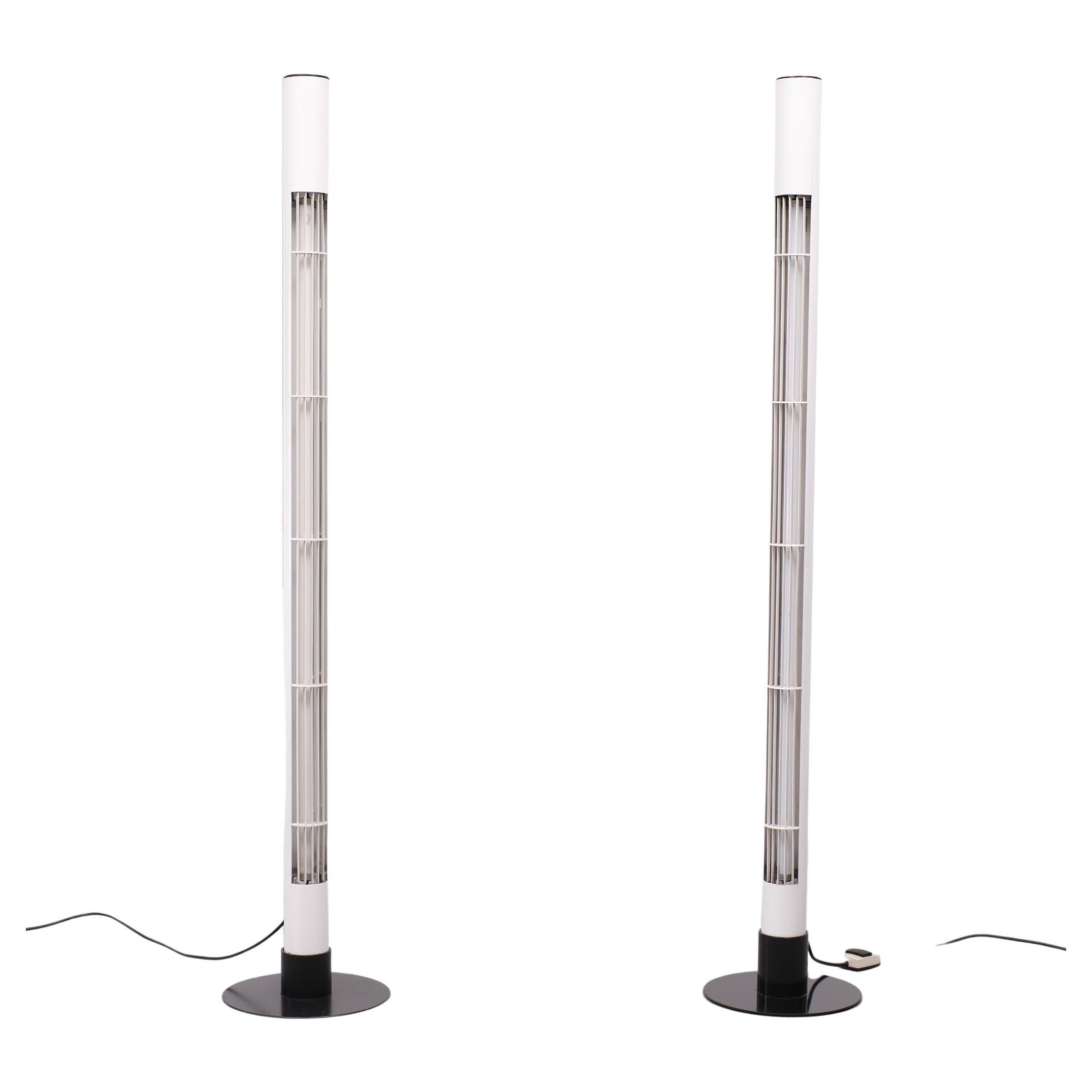 Standing Fluorescent Tube Floor Lamp, 1980s, Italy For Sale