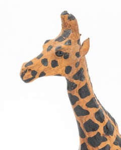 Standing Giraffe Painted Leather Sculptures, 2