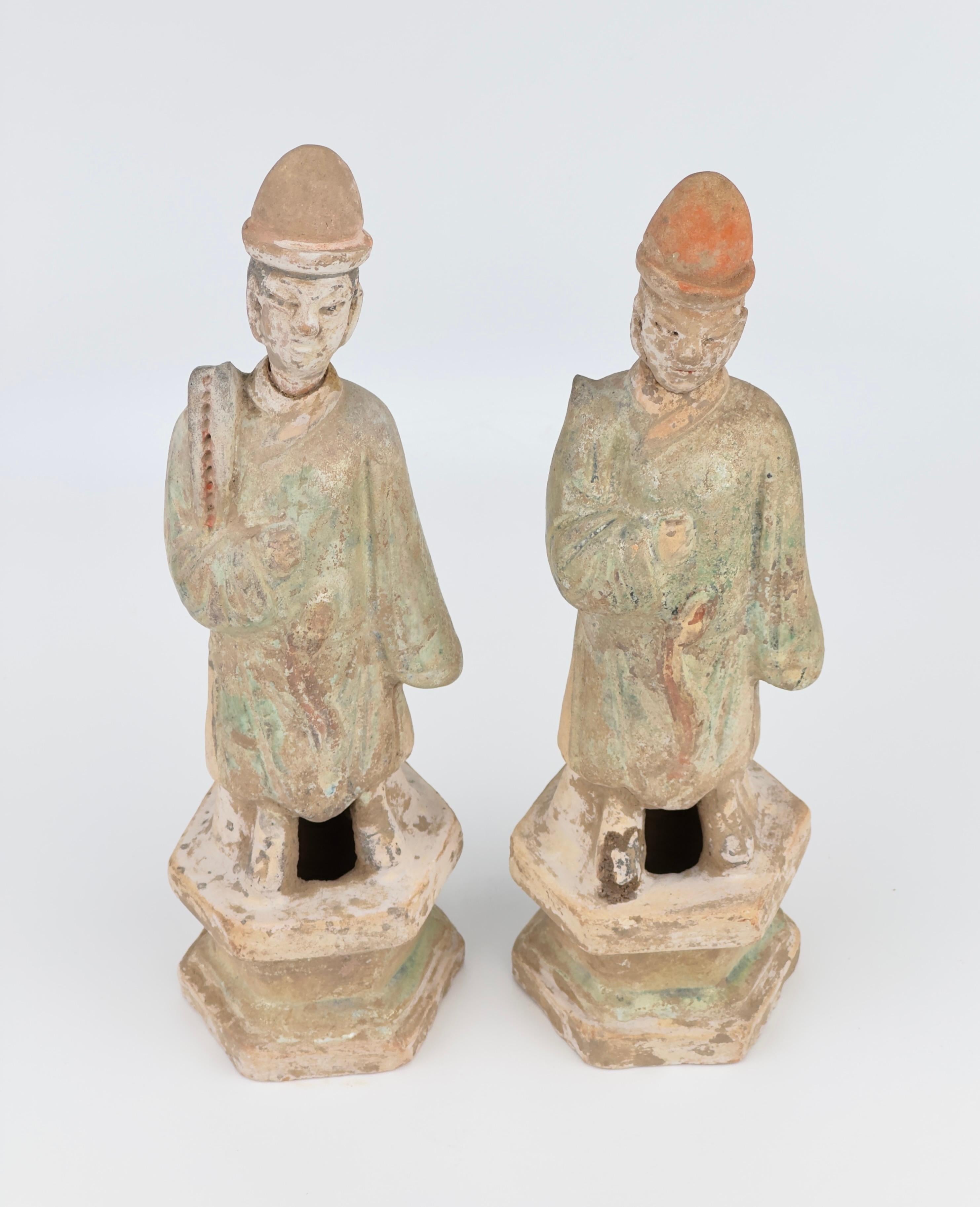 18th Century and Earlier Standing Green Glazed Pottery Attendant Figure For Sale