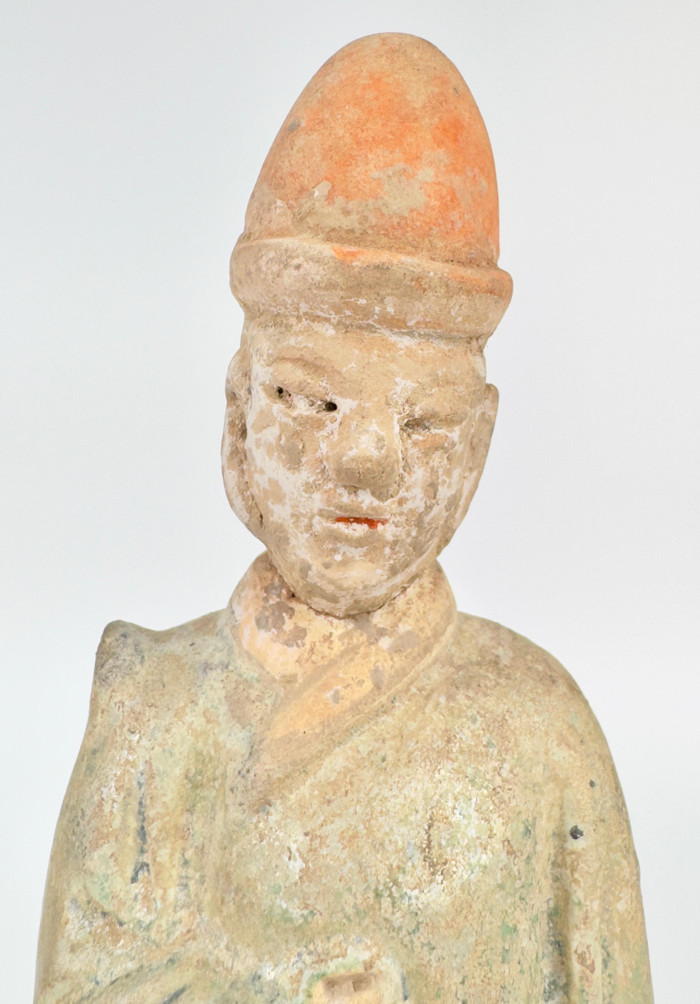 Standing Green Glazed Pottery Attendant Figure For Sale 2