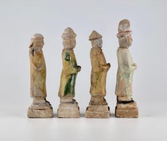 Four Green Glazed Pottery Attendant Figures, Ming Dynasty(1368-1644)