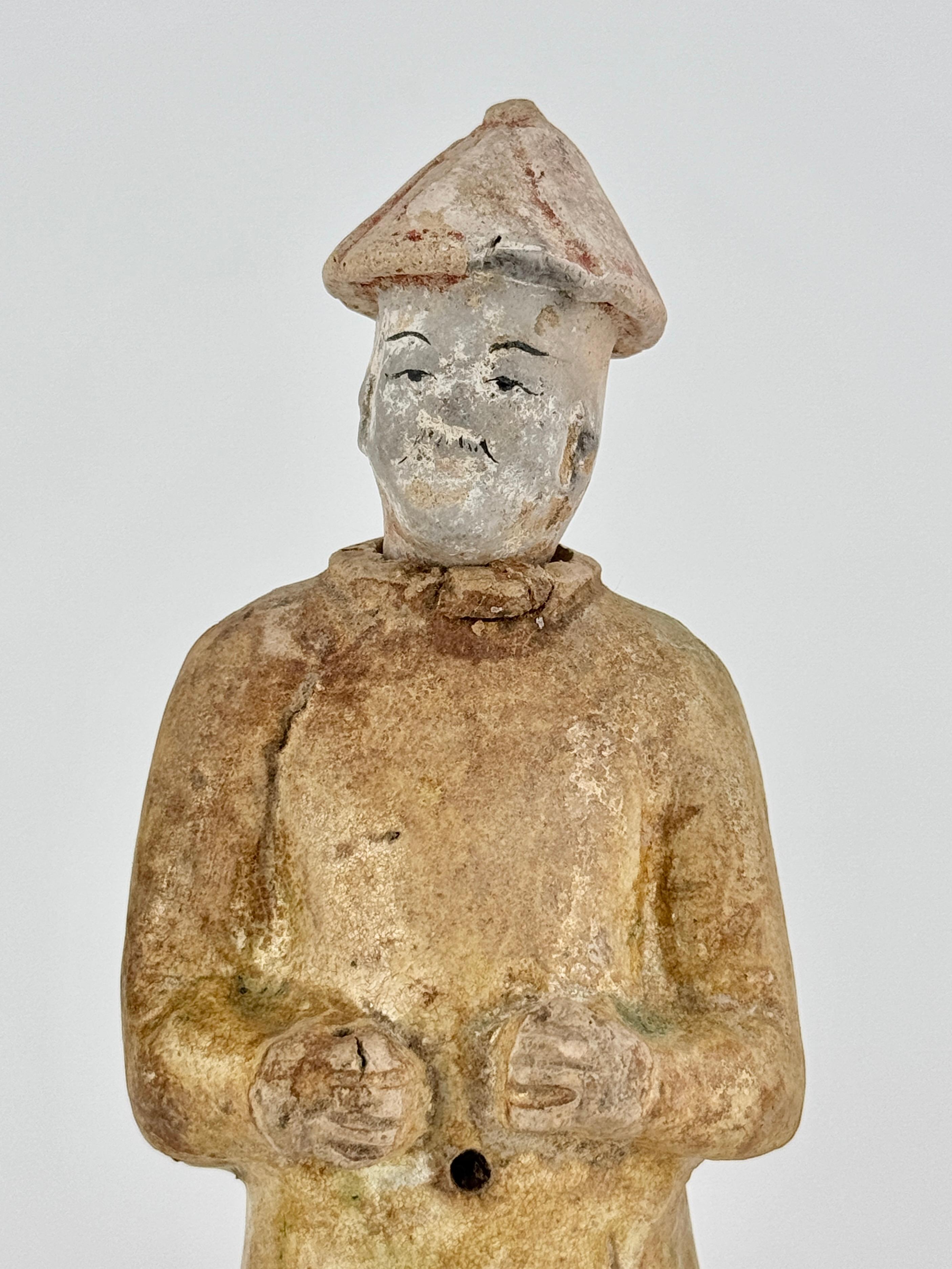 Four Green Glazed Pottery Attendant Figures, Ming Dynasty(1368-1644) For Sale 4