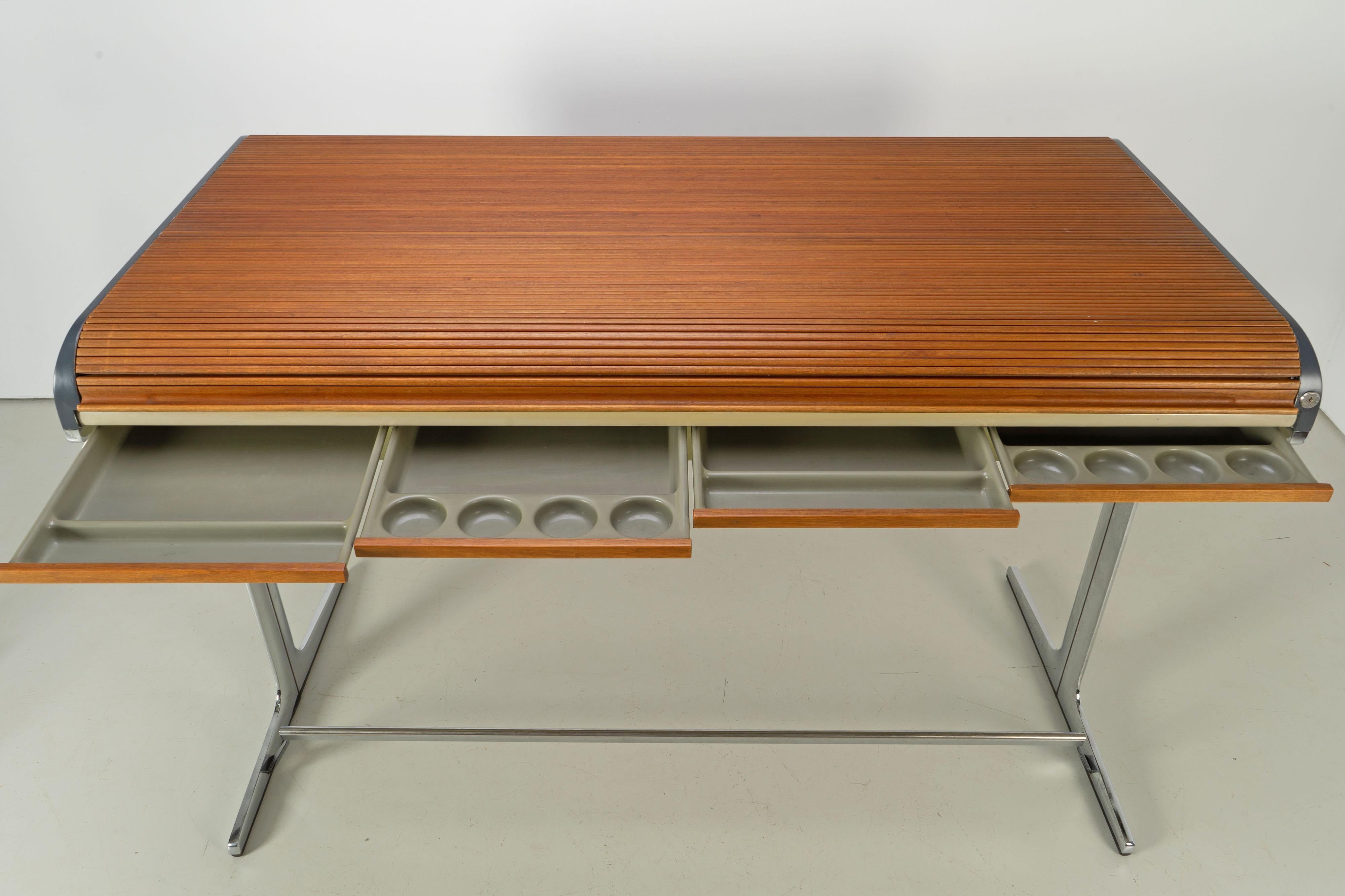 American Standing-Height Roll-Top Desk and Chair by George Nelson 