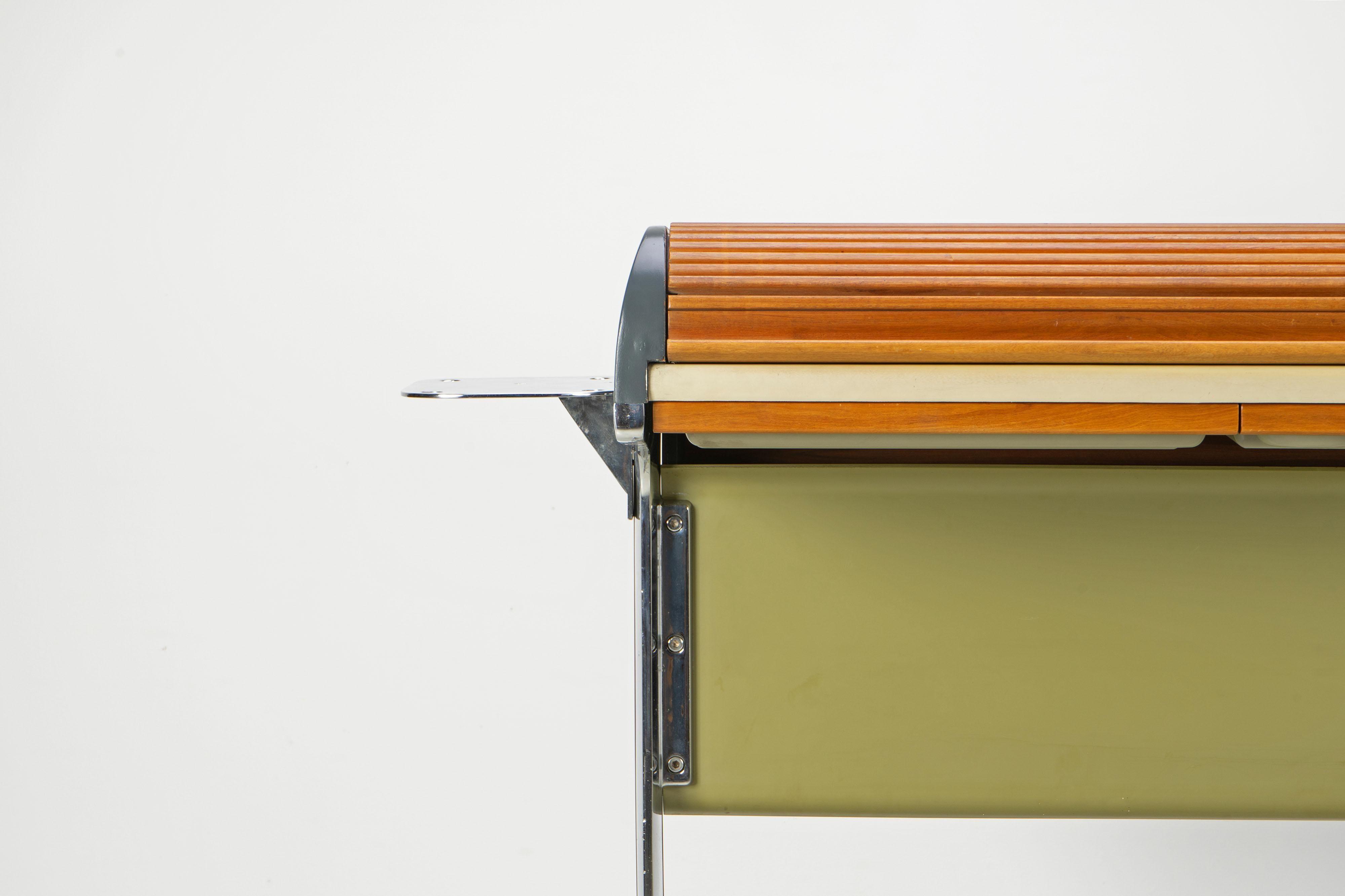 Steel Standing-Height Roll-Top Desk and Chair by George Nelson 