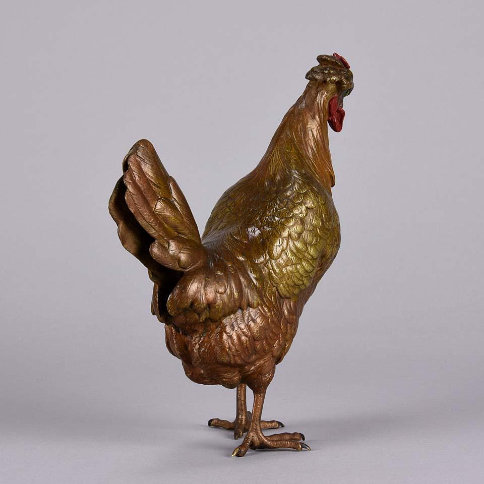 Bronze Hen debout à Vienne en bronze de Franz Bergman, vers 1900 en vente