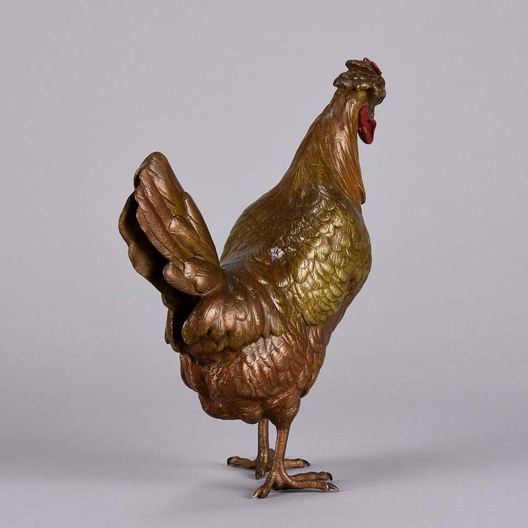 “Standing Hen” Vienna Bronze by Franz Bergman, circa 1900 For Sale 1
