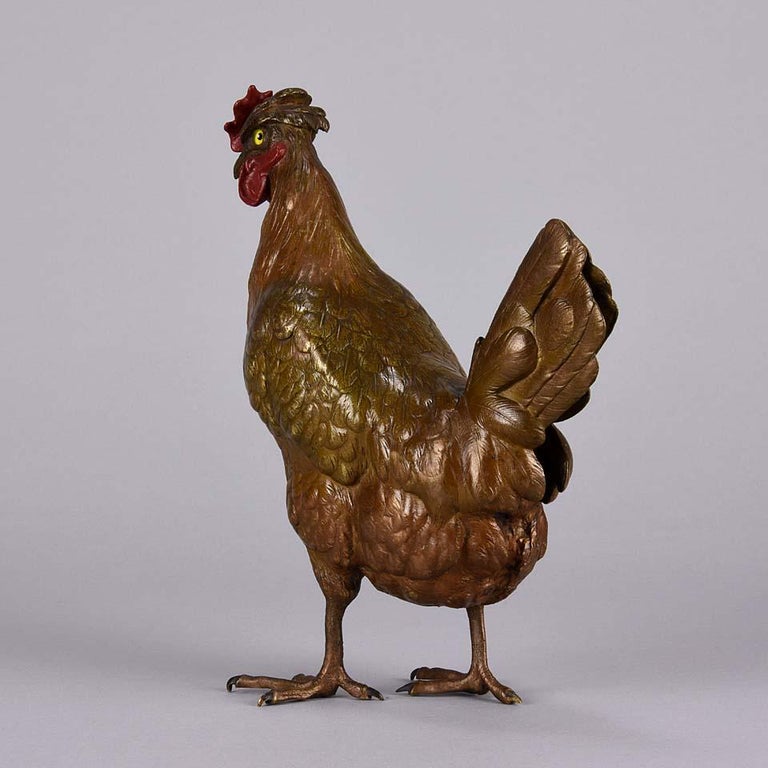 “Standing Hen” Vienna Bronze by Franz Bergman, circa 1900 For Sale 3