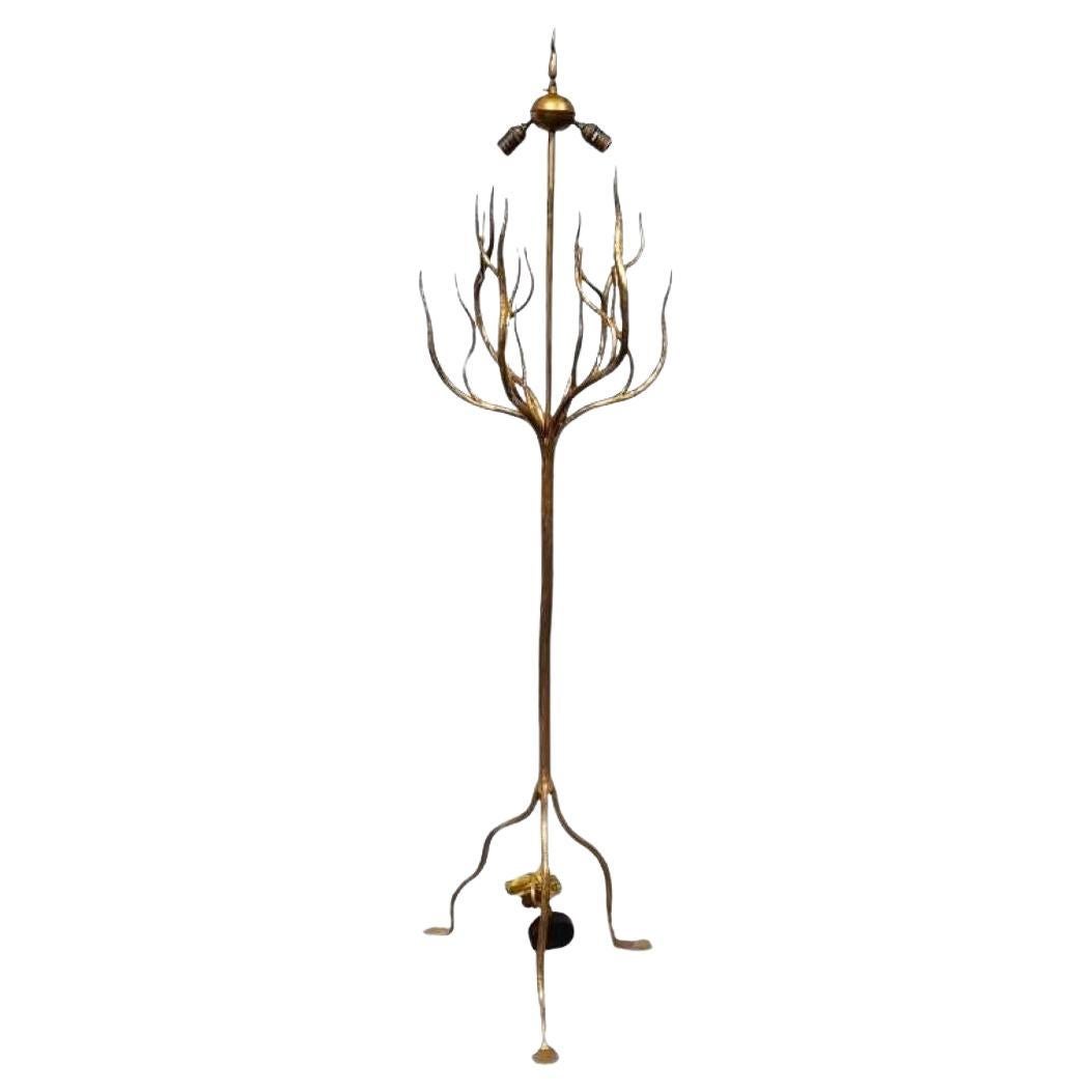 Standing Iron Gilt Floor Lamp W/Branches