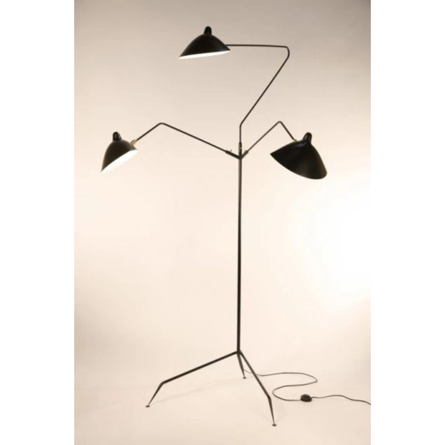 Postmoderne Lampe sur pied à 3 bras rotatifs de Serge Mouille en vente