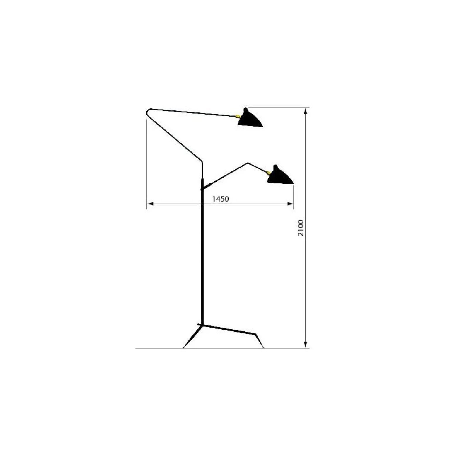 Contemporary Standing Lamp 3 Rotating Arms by Serge Mouille For Sale