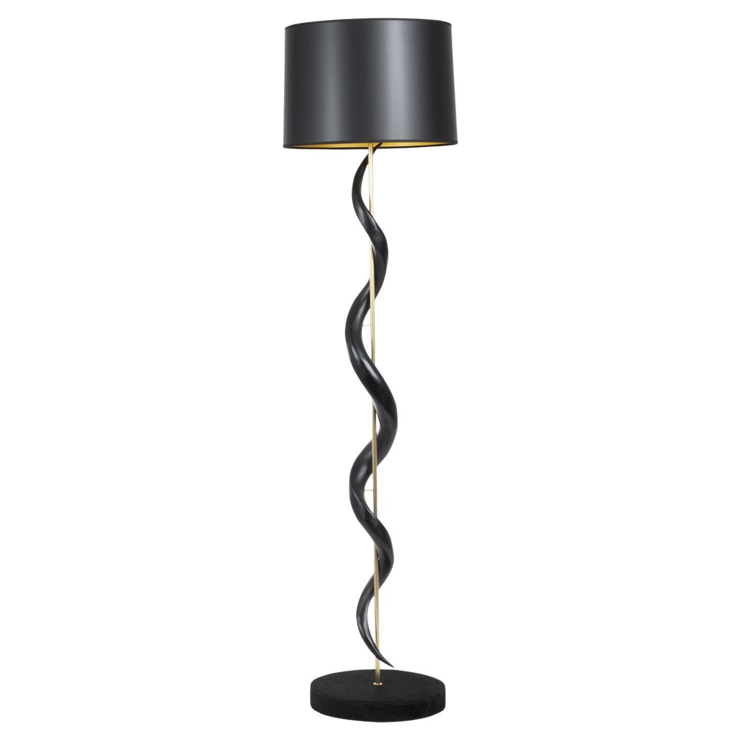 Standing Lamp-Black Kudu Horn Single Twist For Sale