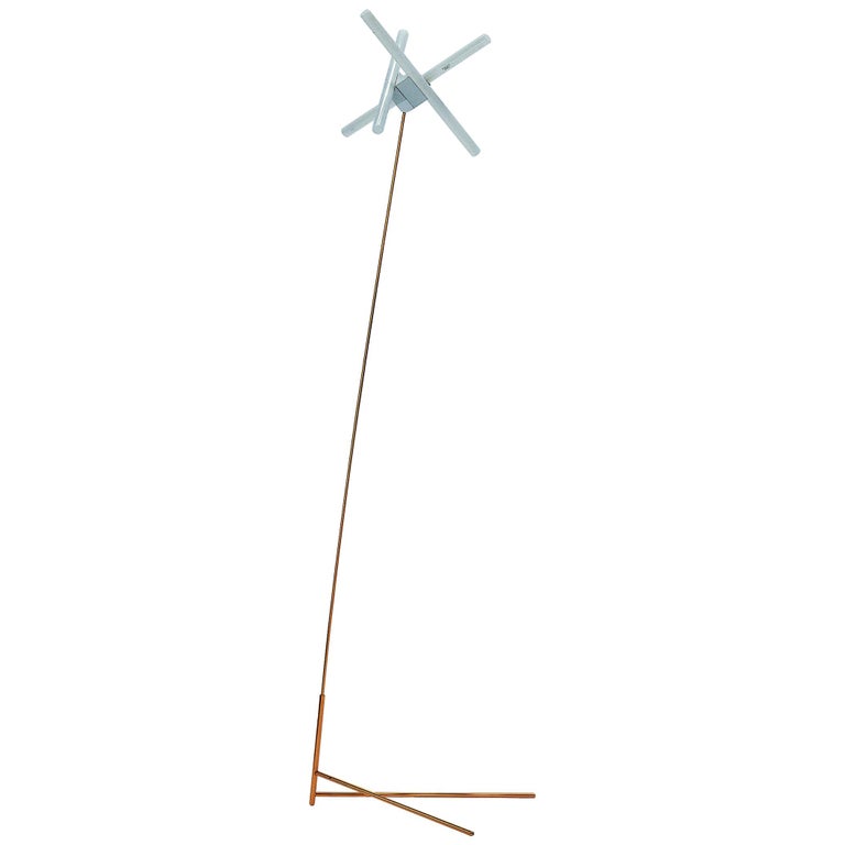 Olvidada Standing Floor Lamp In Copper and light tubes by Pepe Cortés For Sale at 1stDibs