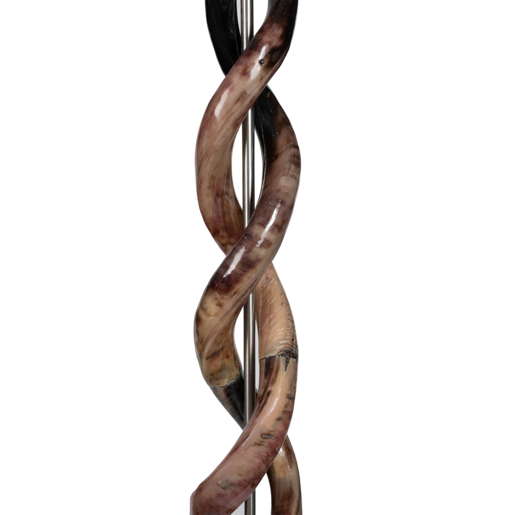 South African Standing Lamp-Polished Kudu Horn Double Twist For Sale