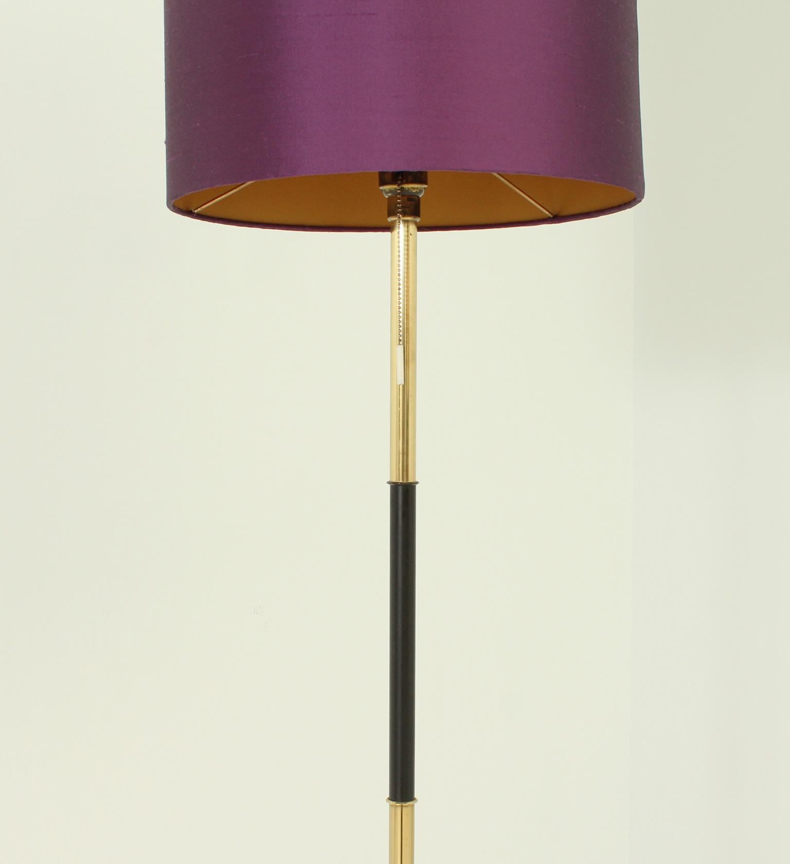 Mid-Century Modern Standing Lamp with Silk Shade from 1960's, Spain For Sale