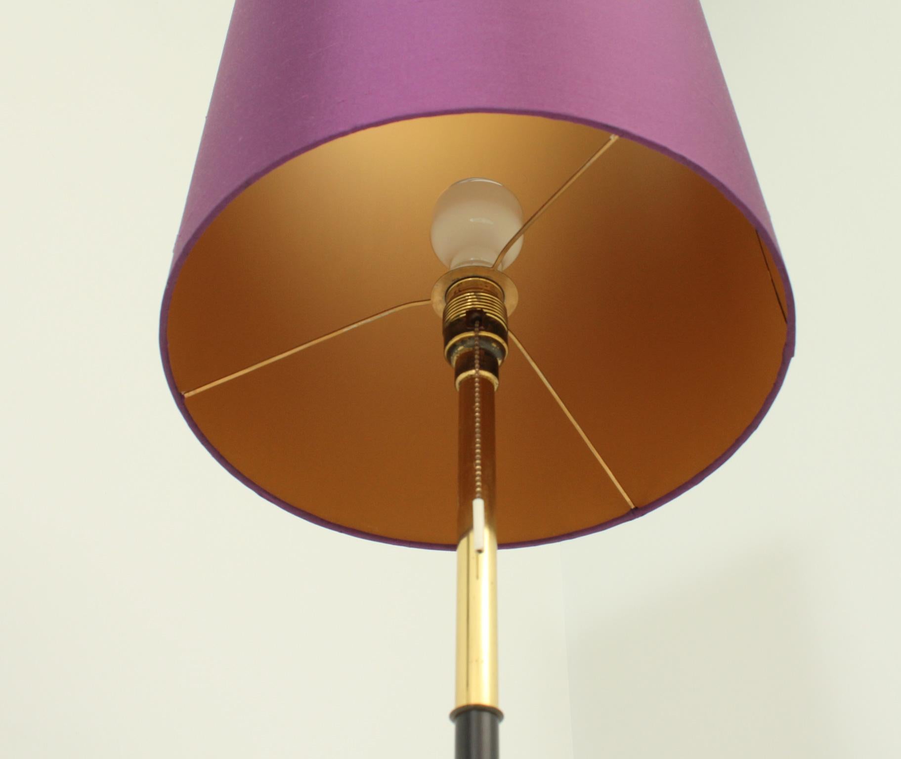 Spanish Standing Lamp with Silk Shade from 1960's, Spain For Sale
