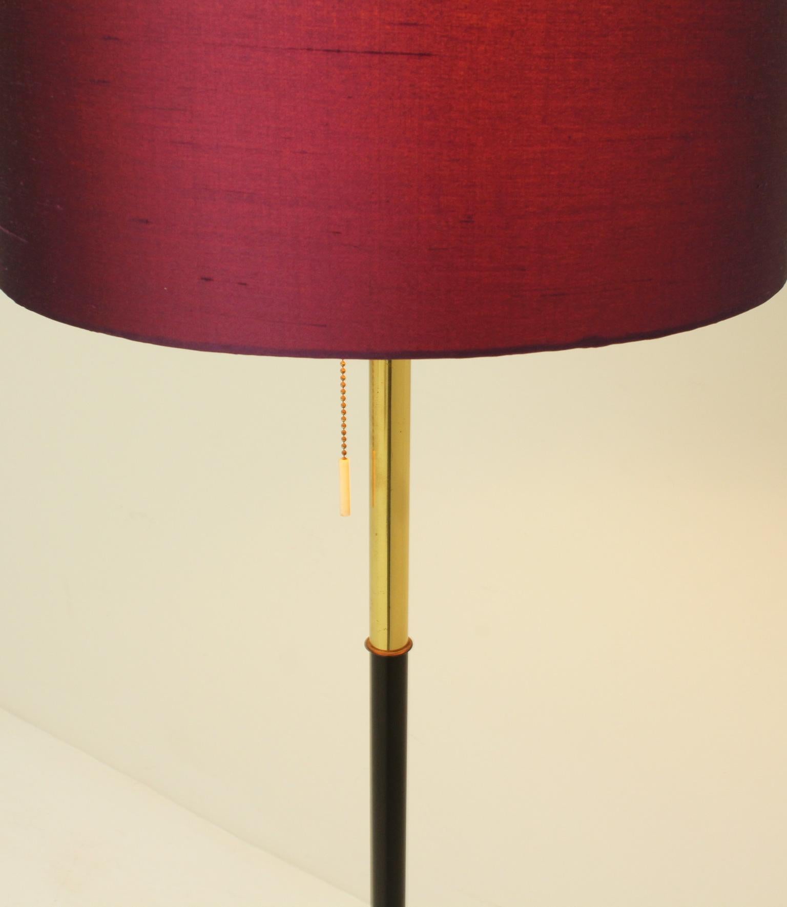 Mid-20th Century Standing Lamp with Silk Shade from 1960's, Spain For Sale