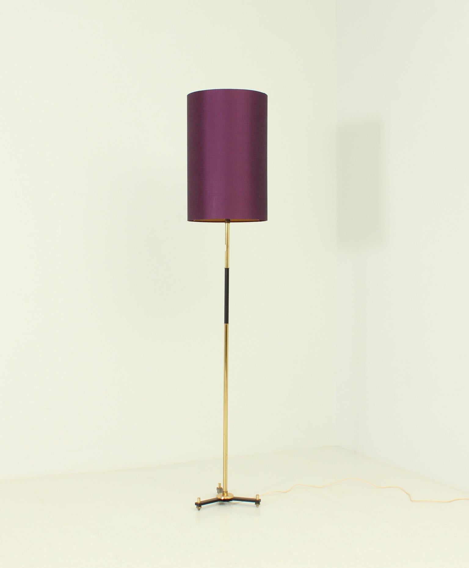 Standing Lamp with Silk Shade from 1960's, Spain For Sale 1