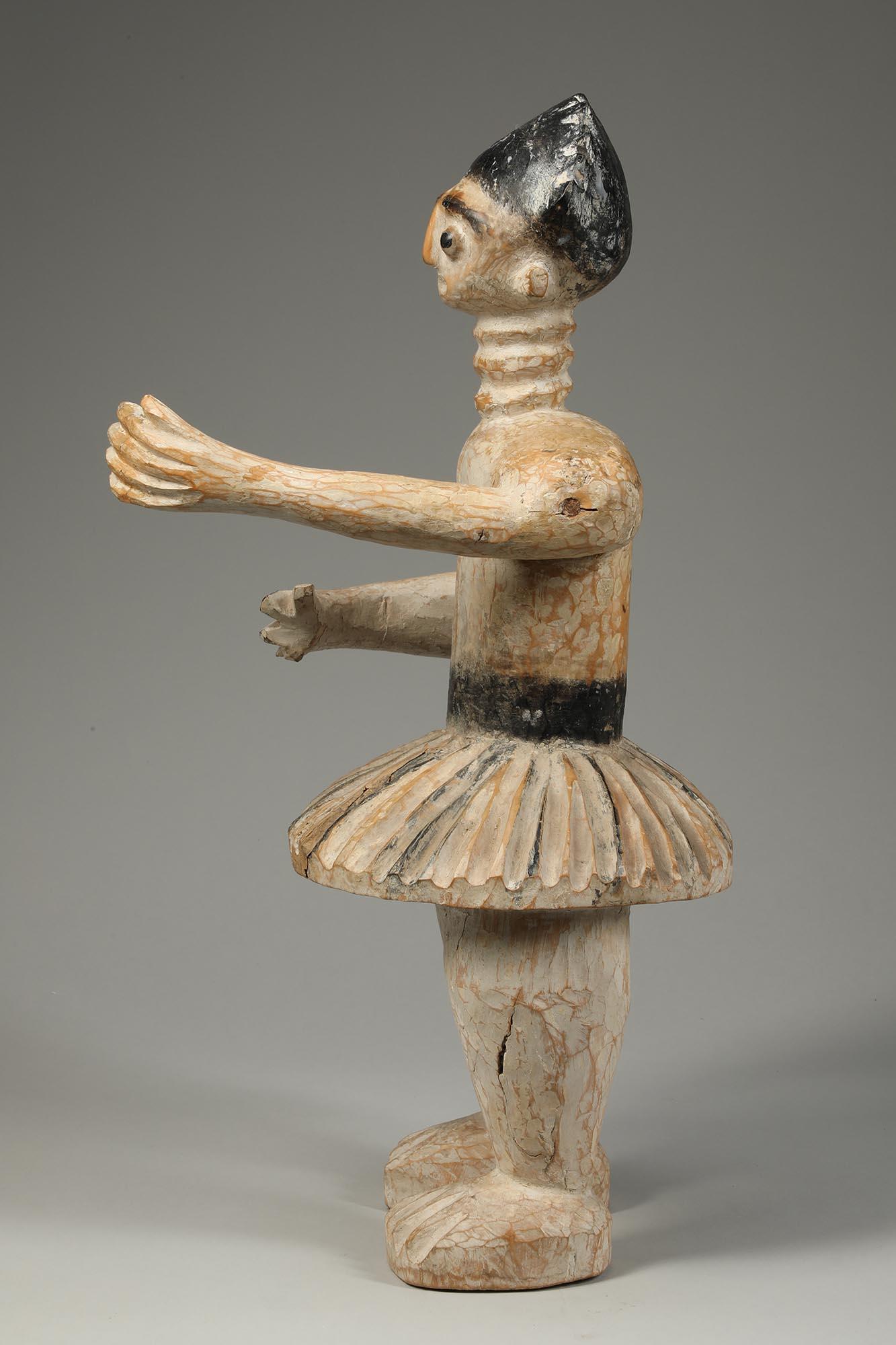 Burkinabe Standing Male Dancer, Fante Drum Attendant with Arm Out, Ghana, Early 20th Cen. For Sale