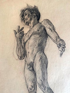 "Desnudo masculino de pie", Estudio dramático para la Biblioteca Clark, UCLA, 1925