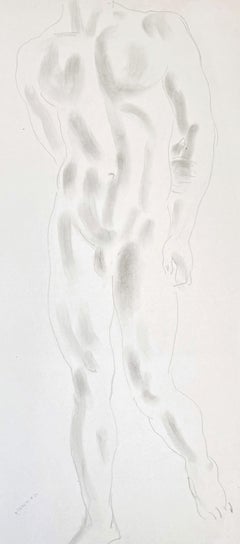 "Standing Male Nude, " Extraordinary Drawing for Boxer Sculptures by Cecil Howard