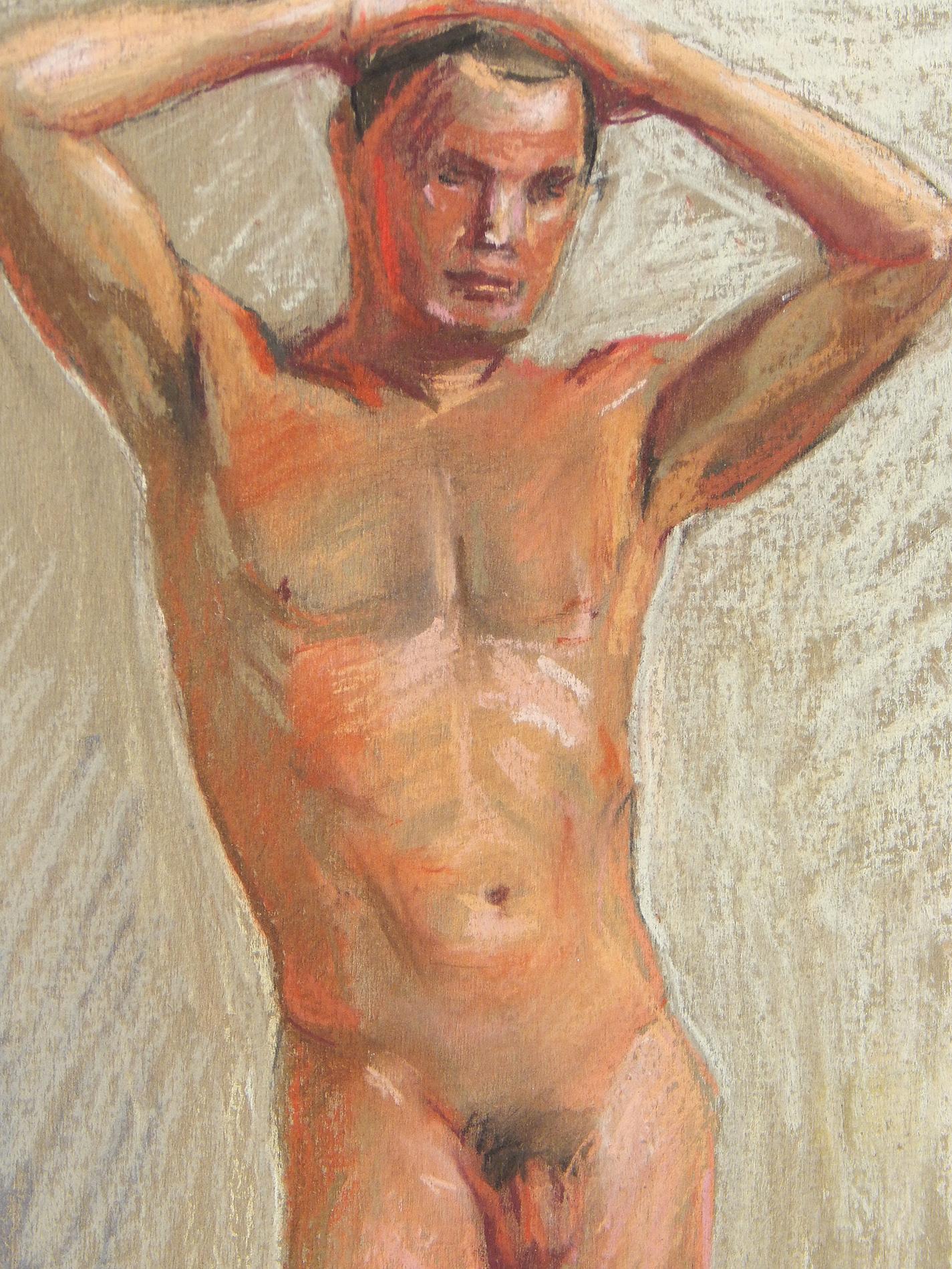 Américain « Standing Male Nude », dessin au pastel d'Allyn Cox, muraliste du Capitole des États-Unis en vente