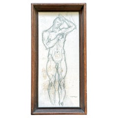 "Standing Male Nude", Pencil Drawing by William Littlefield, 1937