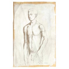 Vintage "Standing Male Nude", Rare, Early Painting by Paul Goadby Stone, 1949