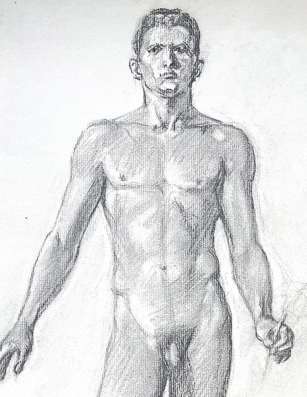 Américain « Standing Male Nude », étude pour une peinture murale d'Allyn Cox, peintre du Capitole des États-Unis en vente