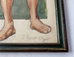Standing Male Nude, Watercolour and Pencil Study by Simone Marret-Cleyet, 1932