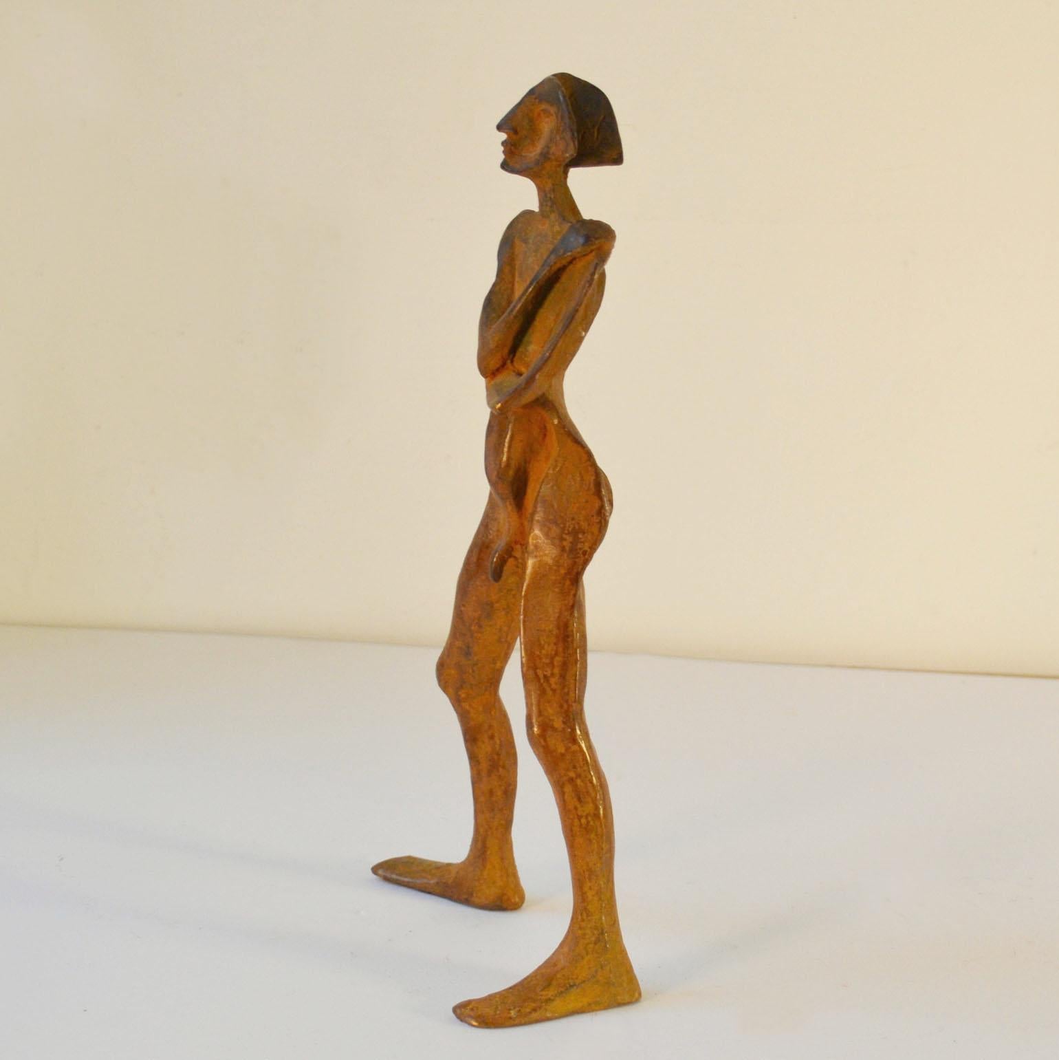 Sculpture in Bronze 'Compass', Standing Man with Brown Patina In Excellent Condition For Sale In London, GB
