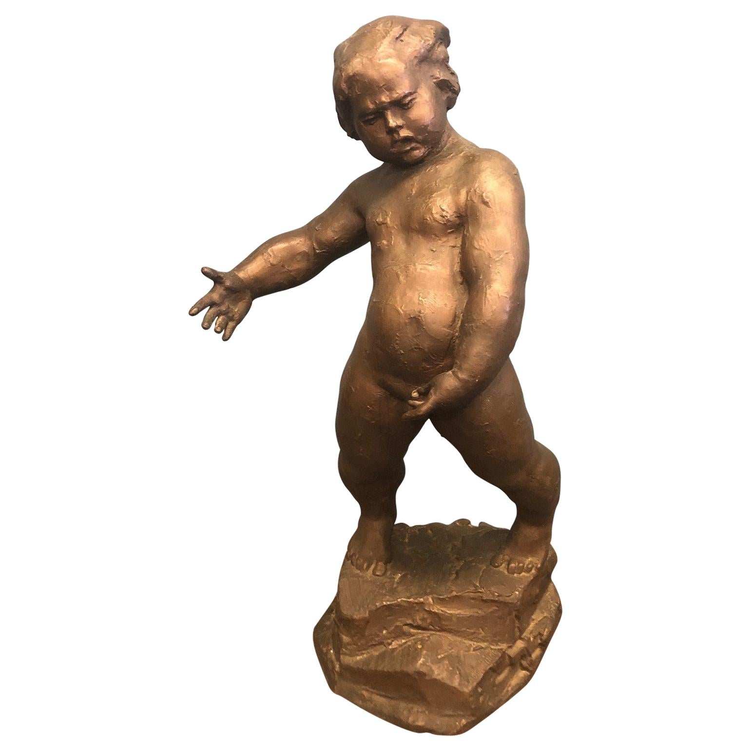 "Standing Nude Boy" Bronze by Antun Augustincic