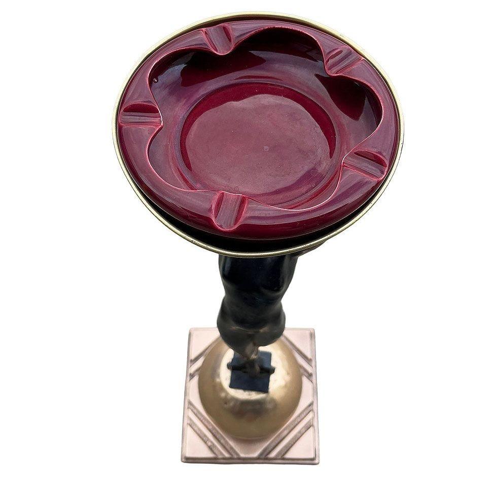 Ottone Standing Nude on Ball Art Deco Sculptural Smoke Stand Model T330 by Frankart in vendita
