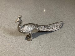 "Standing peacock" Antique silver plated, Decorative animal object , home decor