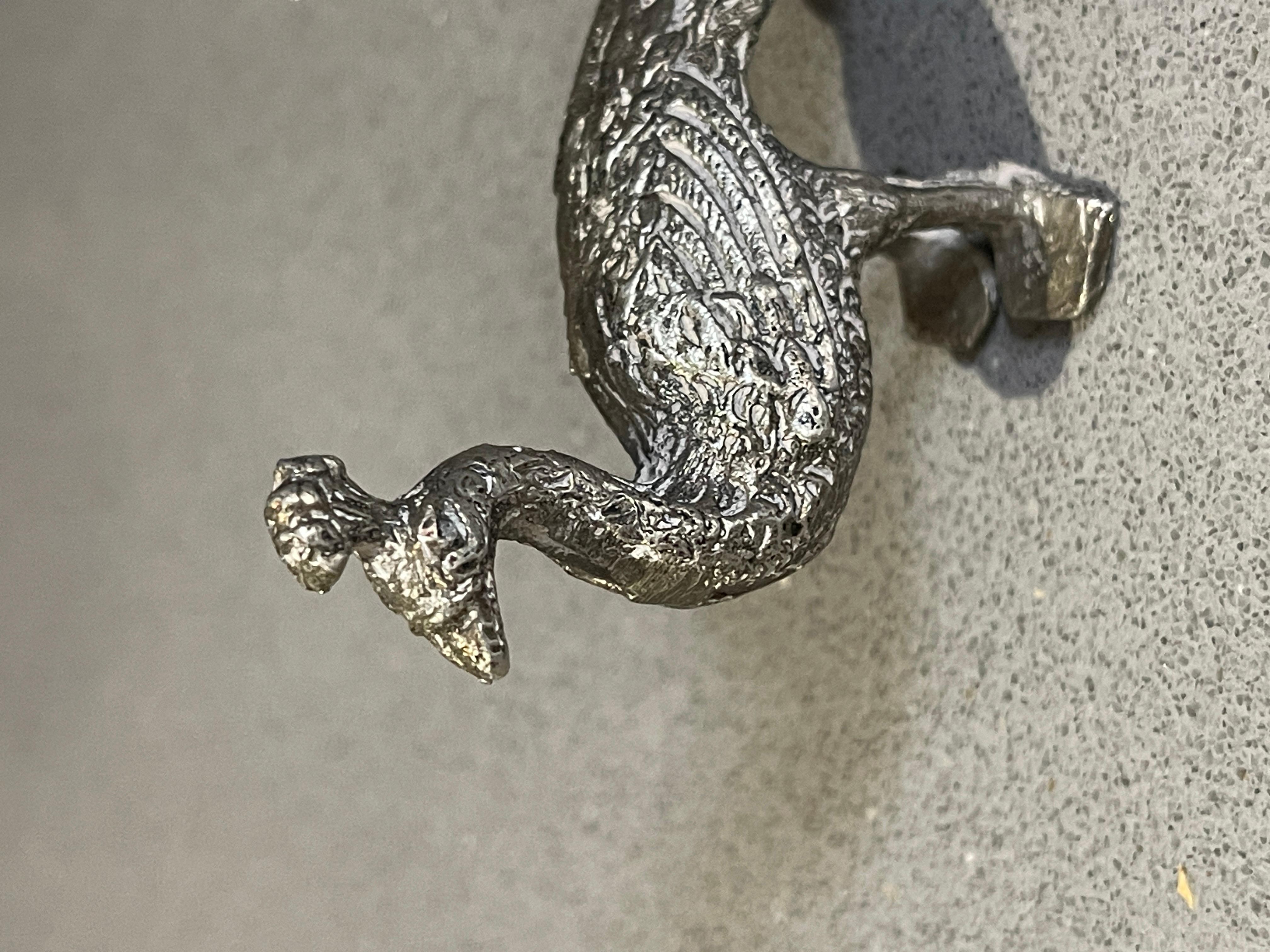 « Paon debout », plaqué argent ancien, objet animal décoratif, décoration intérieure en vente 2