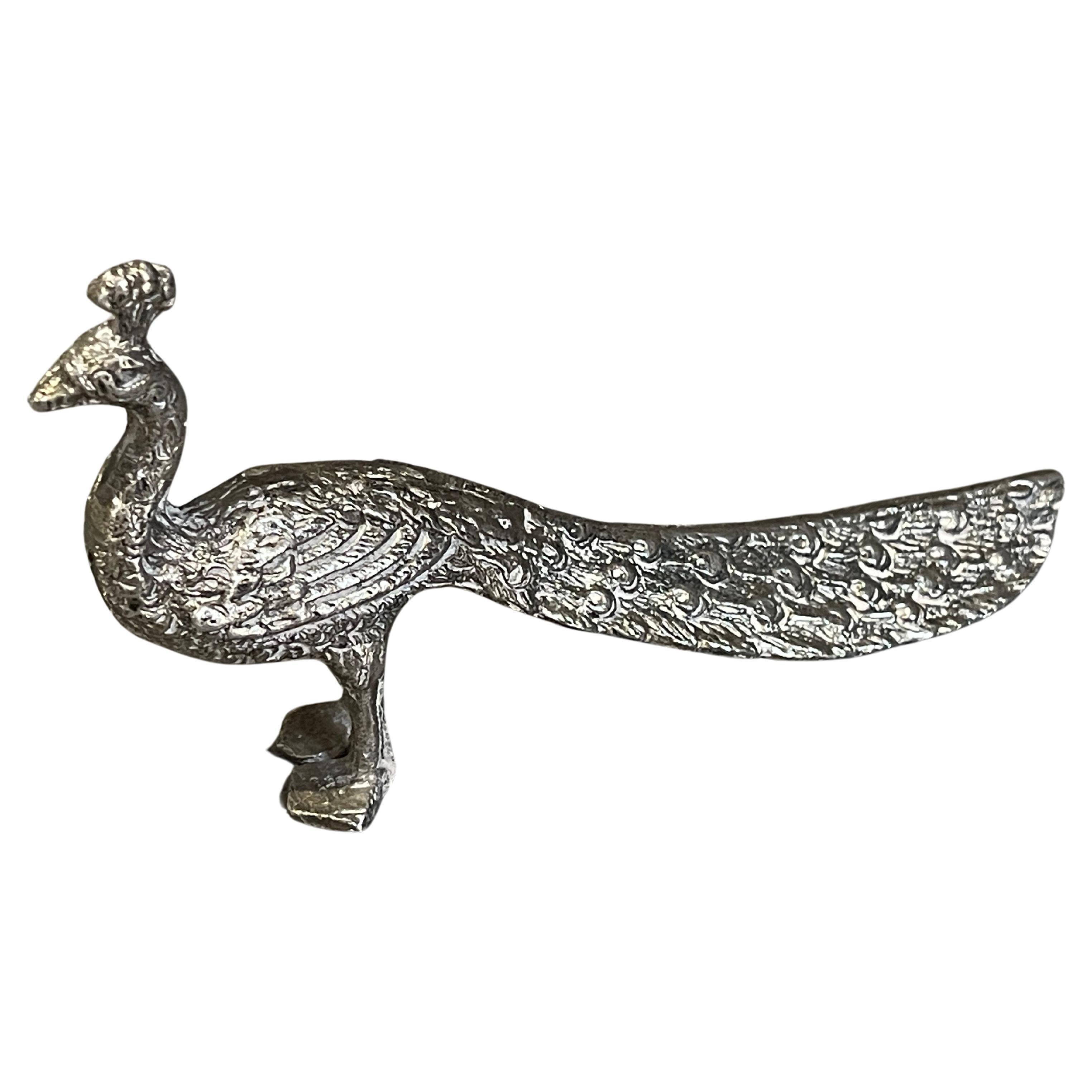 « Paon debout », plaqué argent ancien, objet animal décoratif, décoration intérieure  en vente