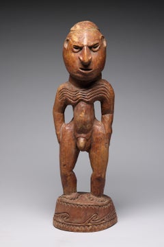 Standing Sepik River Area Papua New Guinea Male Figure Red Pigments