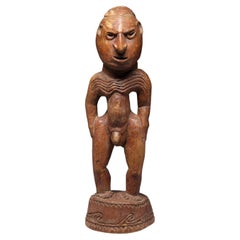 Standing Sepik River Area Papua New Guinea Male Figure Red Pigments