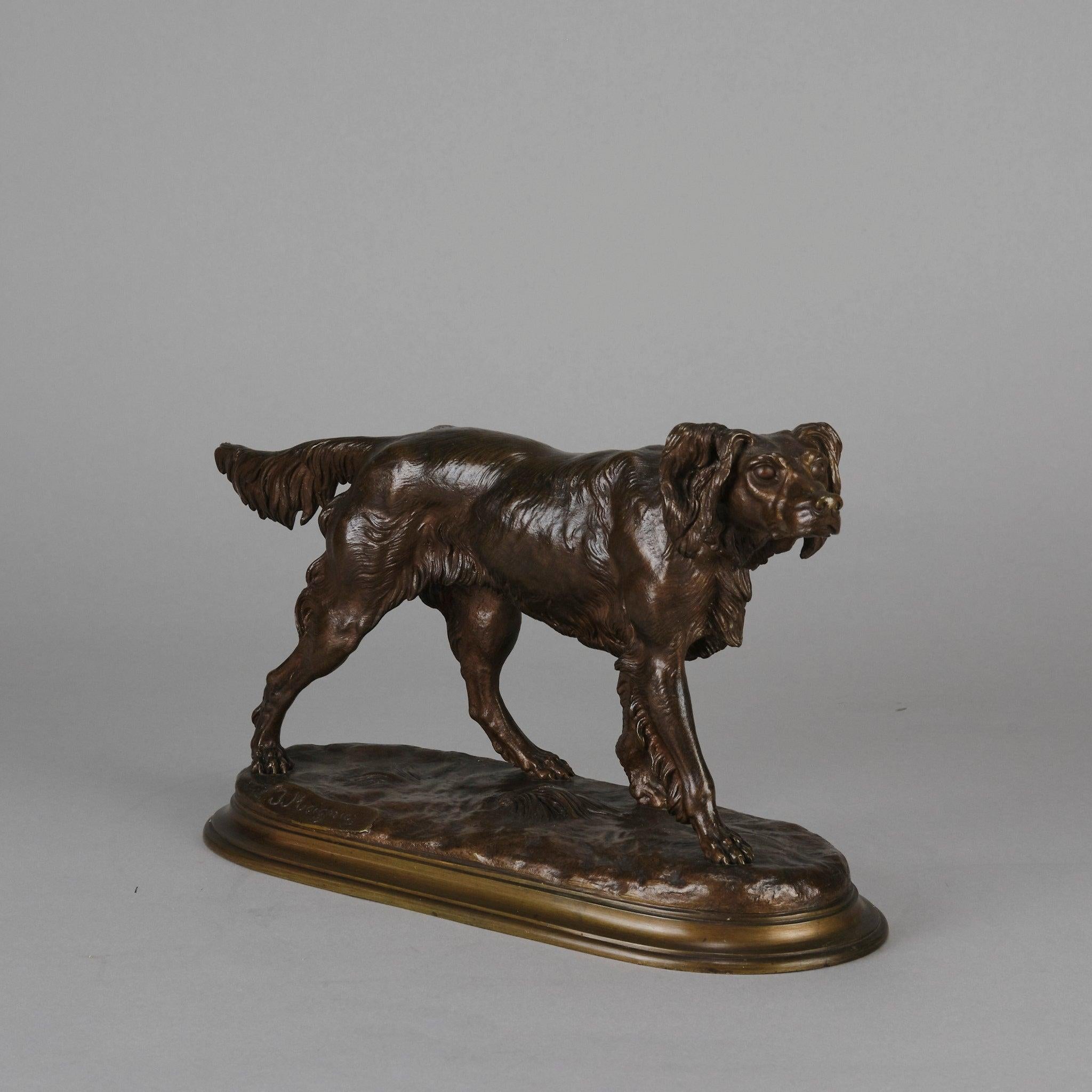 Very fine mid-19th century French Animalier bronze study of a standing Setter with excellent hand chased surface detail and rich brown patination. Raised on a stepped naturalistic base, signed J Moigniez.
Additional information:

Height: 19