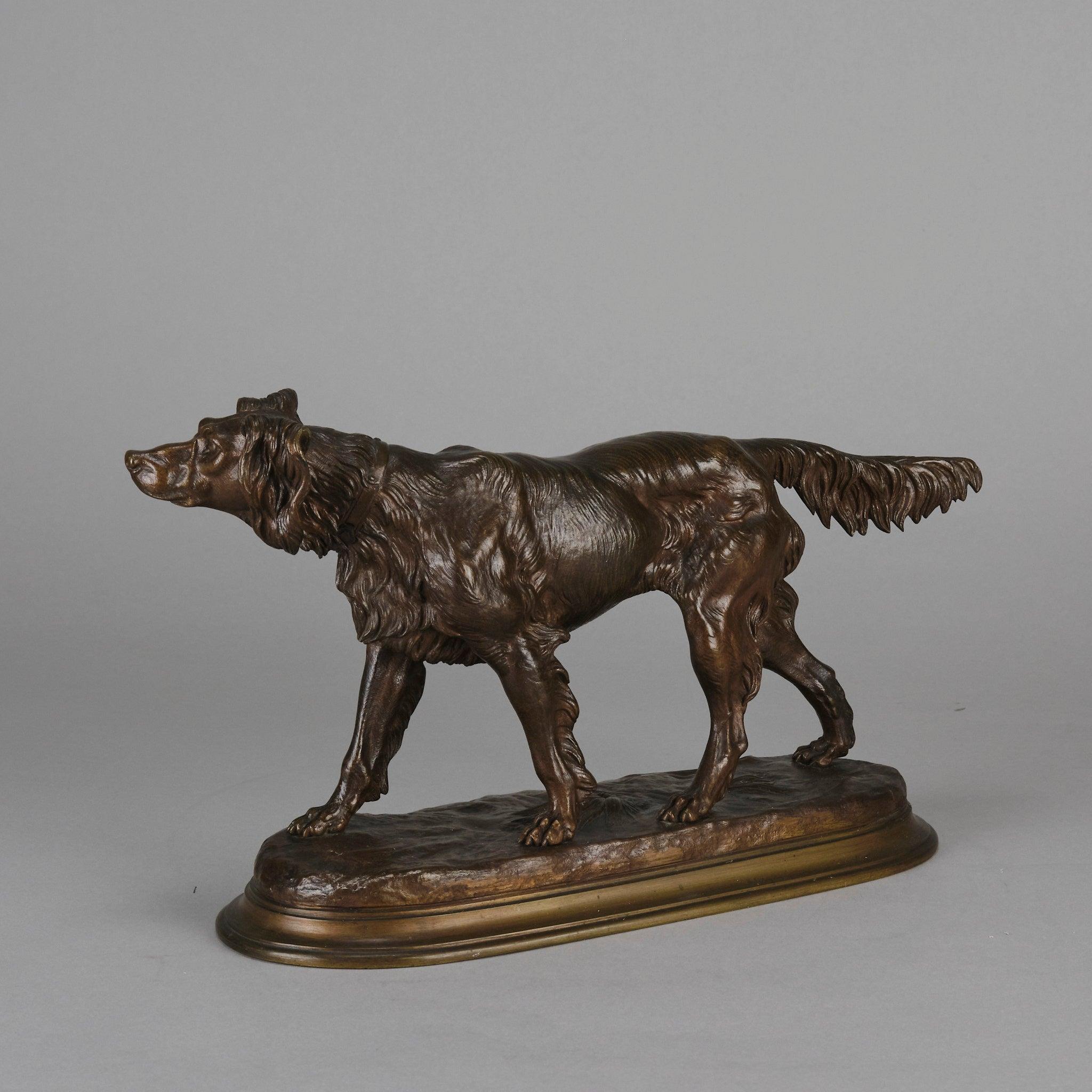 19th Century “Standing Setter” French Animaliers Bronze by Jules Moigniez, circa 1870 For Sale
