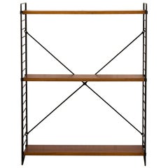 Dutch TOMADO Standing Teak and Metal Bookshelf