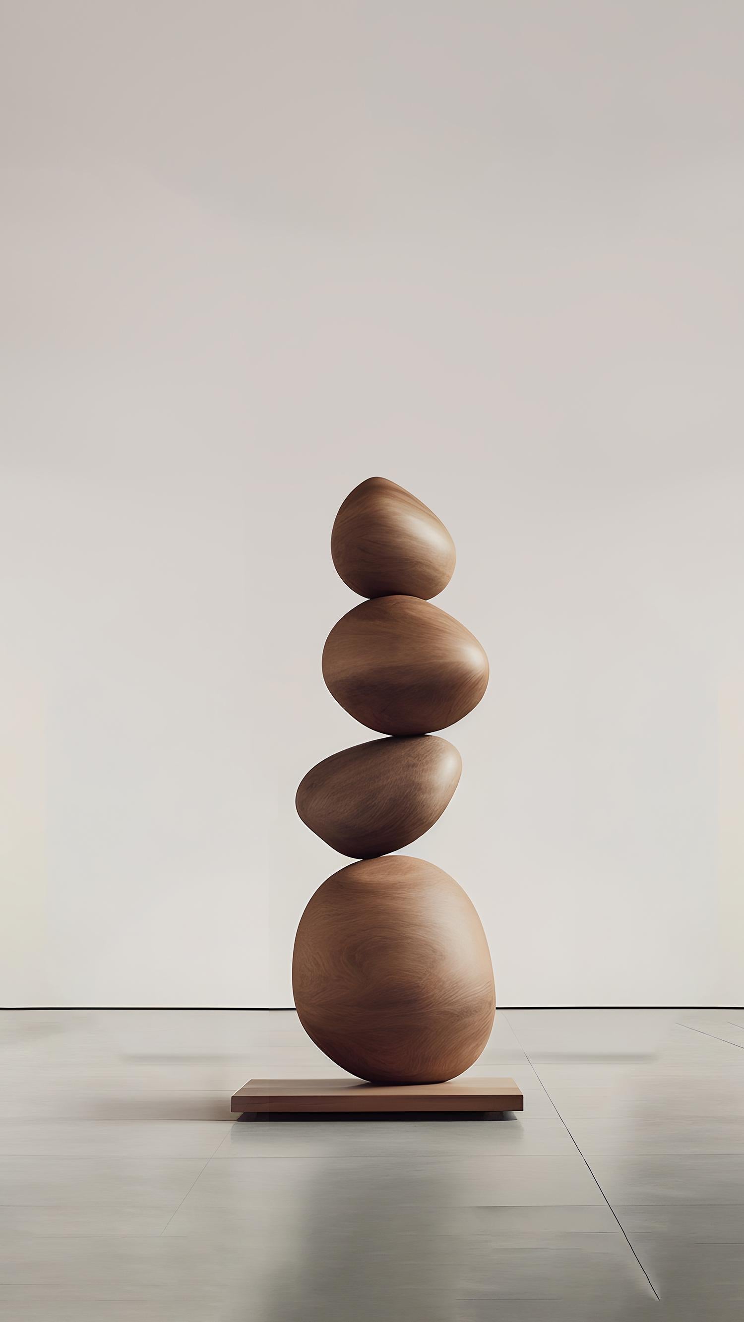 Hand-Crafted Graceful Curves Still Stand No14: Wooden Standing Totem by NONO For Sale