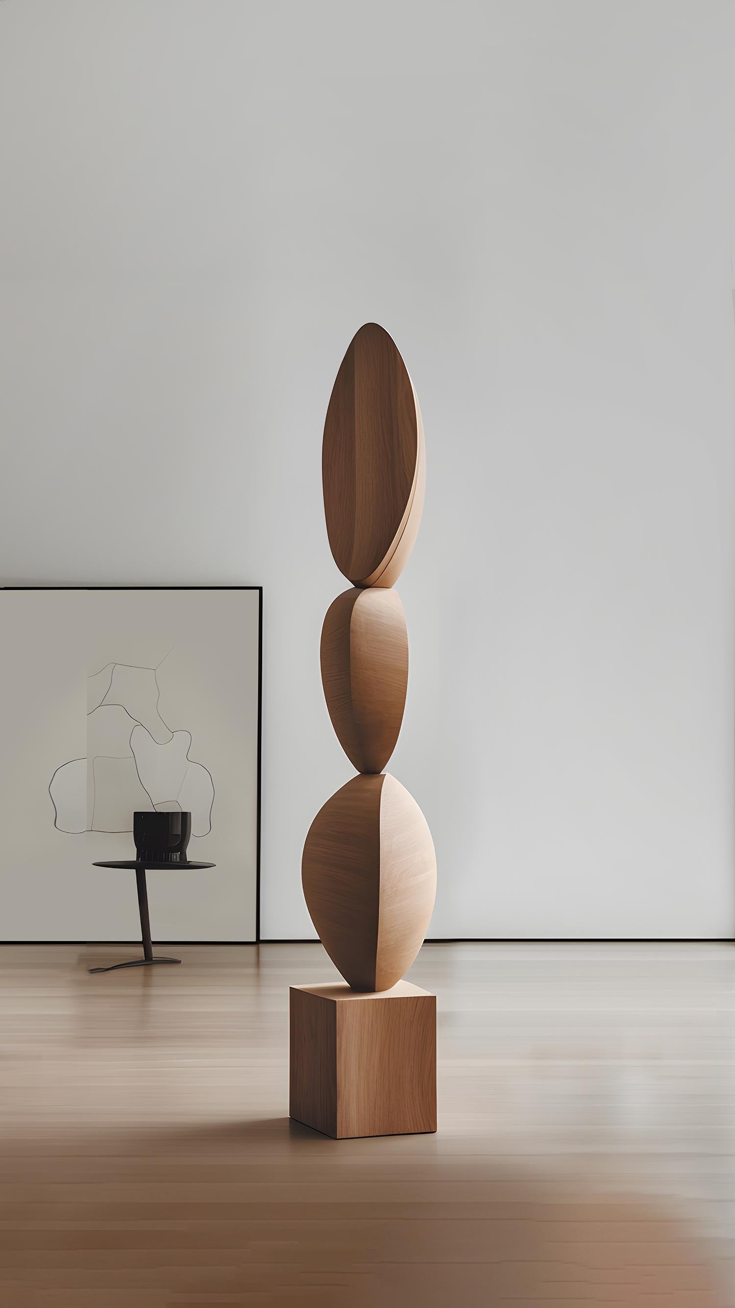 Hand-Crafted Elegant Oak Standing Totem Still Stand No17 by NONO, Joel Escalona Crafted For Sale