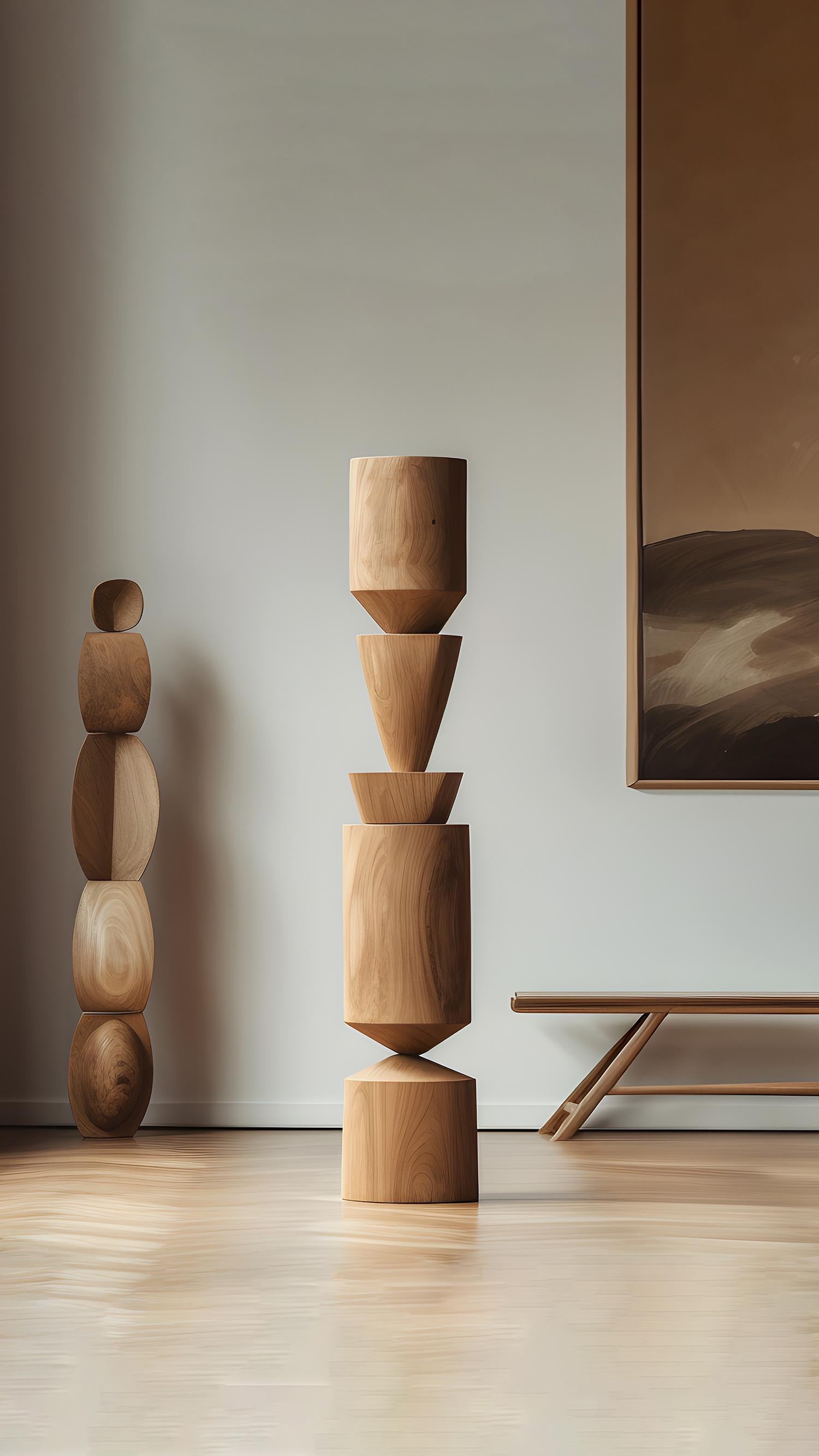 Hand-Crafted Still Stand No28: Artistic Tranquility in Oak Standing Totem by NONO For Sale