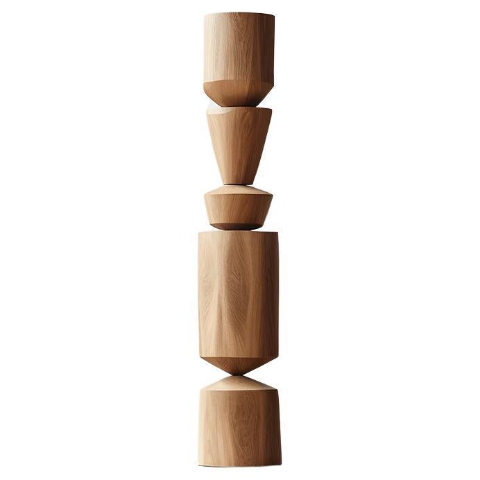 Still Stand No28: Artistic Tranquility in Oak Standing Totem by NONO For Sale