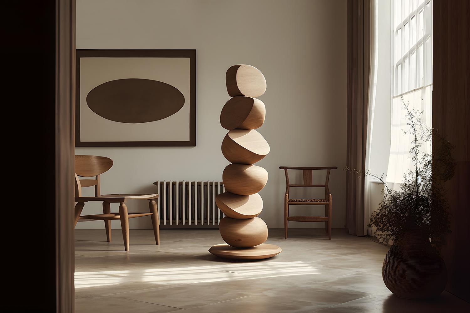 Mid-Century Modern Escalona’s Elegance Still Stand No29: Tall Wooden Totem by NONO For Sale
