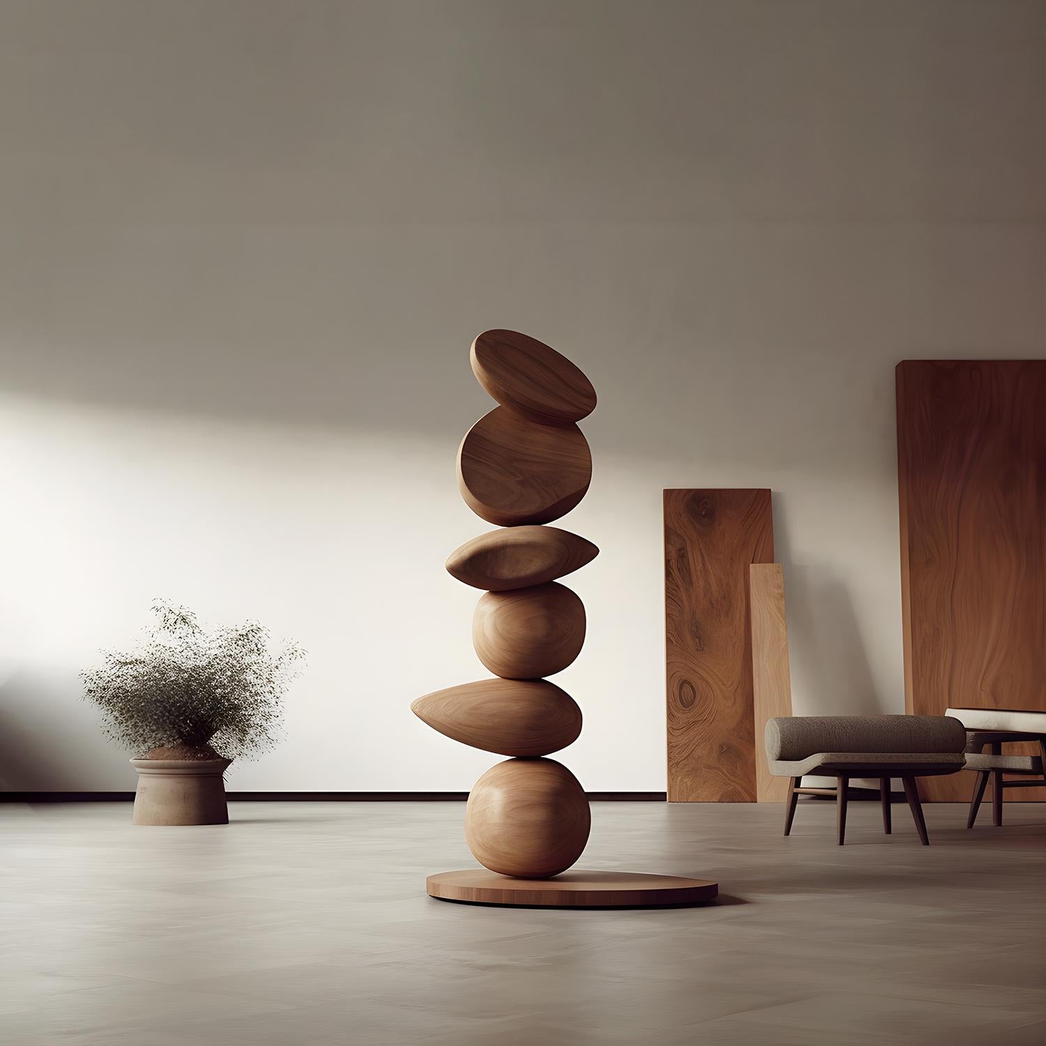 Still Stand No30: Sculptural Harmony, Tall Oak Totem by NONO, Escalona Design In New Condition For Sale In Estado de Mexico CP, Estado de Mexico